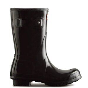 New Womens sz 10 HUNTER  Original Short Gloss Rain Boots Black rubber